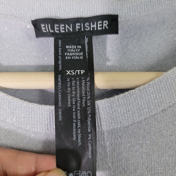 EILEEN FISHER Made in Italy Women Silk Cashmere Gray Metalic Tank Top Sz XS - Picture 9 of 11